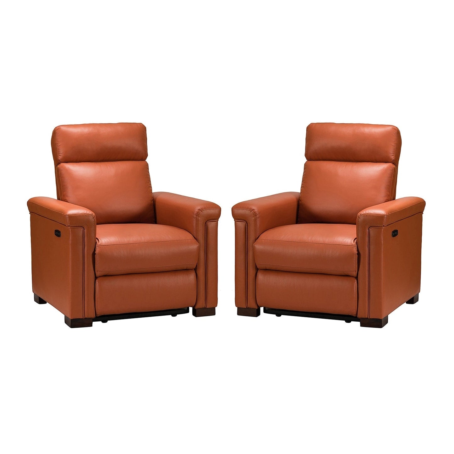 Poltrona reclinabile elettrica classica contemporanea Alicia da 34,65 pollici in vera pelle con porta USB (set da 2)