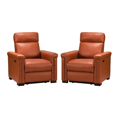 Poltrona reclinabile elettrica classica contemporanea Alicia da 34,65 pollici in vera pelle con porta USB (set da 2)