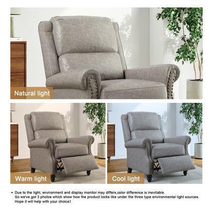 Poltrona reclinabile Alisa 35'' W in pelle vegana/lino con schienale a spinta