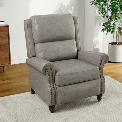 Poltrona reclinabile Alisa 35'' W in pelle vegana/lino con schienale a spinta