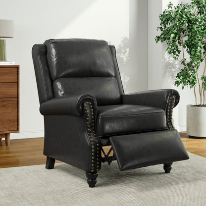 Poltrona reclinabile Alisa 35'' W in pelle vegana/lino con schienale a spinta