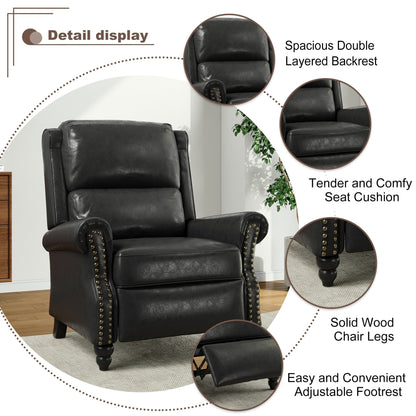 Poltrona reclinabile Alisa 35'' W in pelle vegana/lino con schienale a spinta