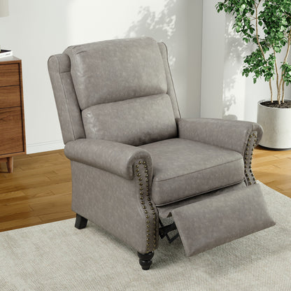 Poltrona reclinabile Alisa 35'' W in pelle vegana/lino con schienale a spinta