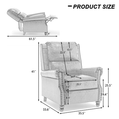 Poltrona reclinabile Alisa 35'' W in pelle vegana/lino con schienale a spinta