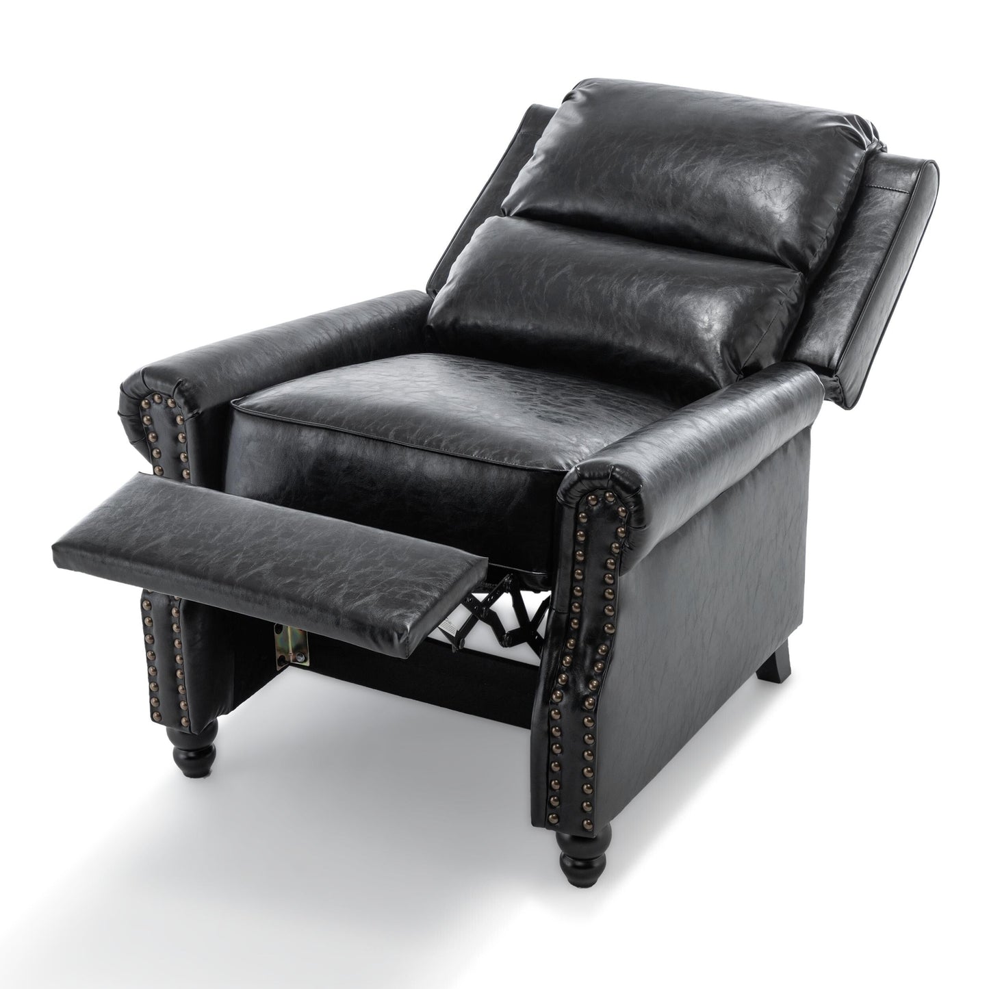 Poltrona reclinabile Alisa 35'' W in pelle vegana/lino con schienale a spinta