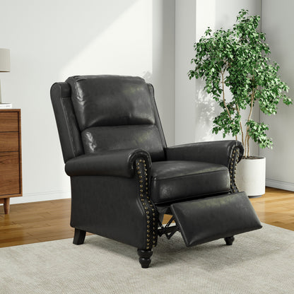 Poltrona reclinabile Alisa 35'' W in pelle vegana/lino con schienale a spinta