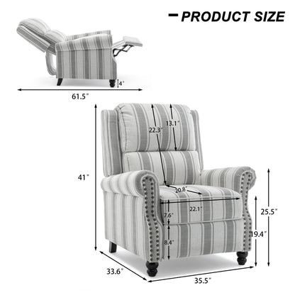 Poltrona reclinabile Alisa 35'' W in pelle vegana/lino con schienale a spinta
