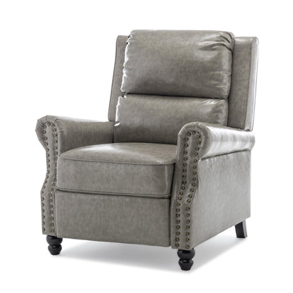 Poltrona reclinabile Alisa 35'' W in pelle vegana/lino con schienale a spinta