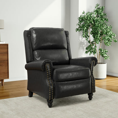 Poltrona reclinabile Alisa 35'' W in pelle vegana/lino con schienale a spinta