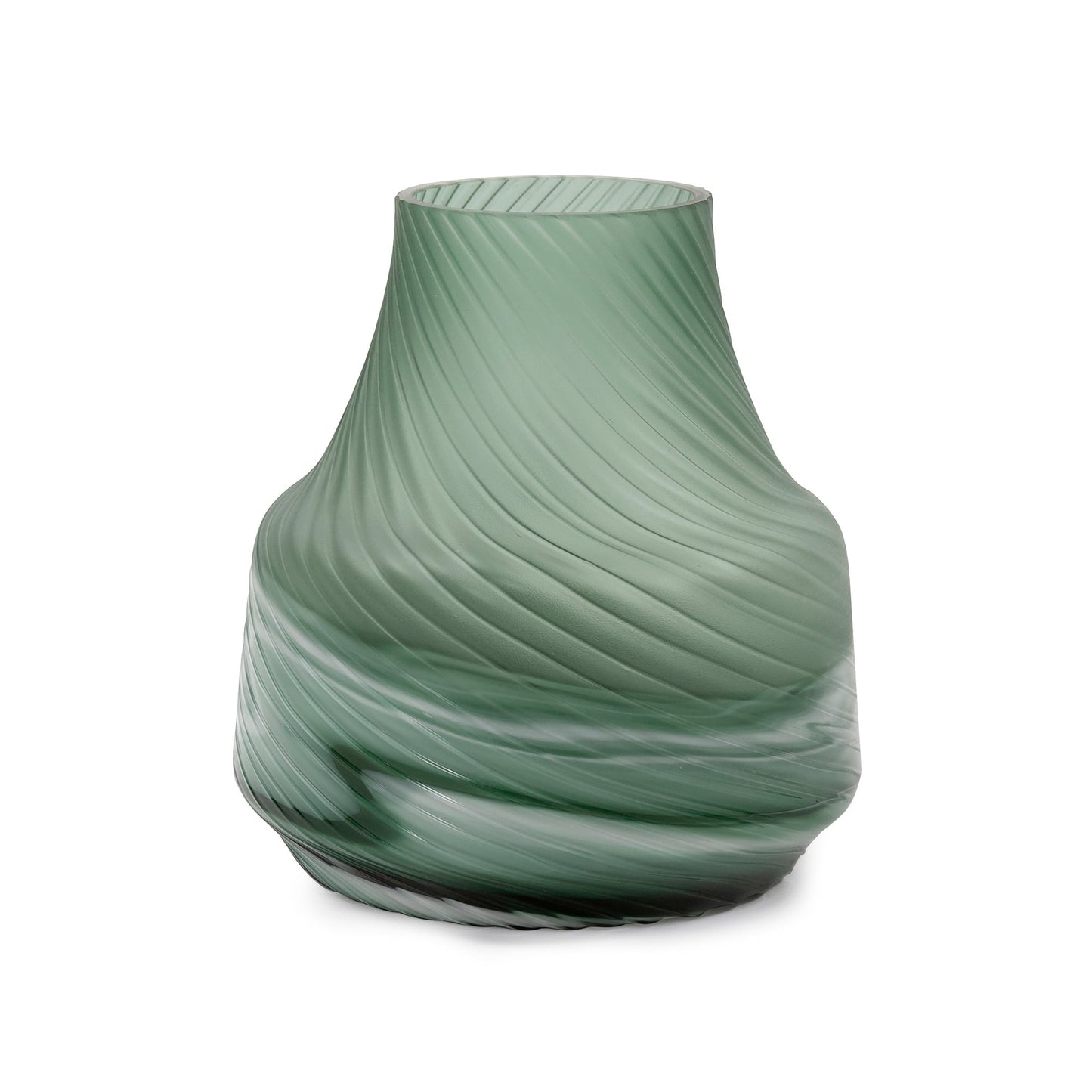 Vaso decorativo contemporaneo in vetro verde satinato Allan Andrews