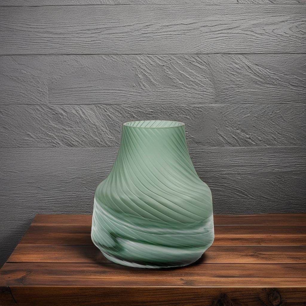 Vaso decorativo contemporaneo in vetro verde satinato Allan Andrews