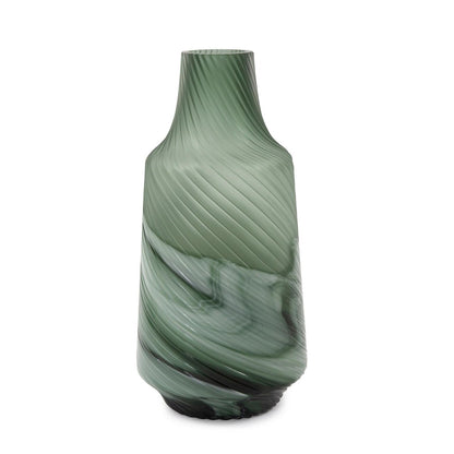Vaso decorativo contemporaneo in vetro verde satinato Allan Andrews