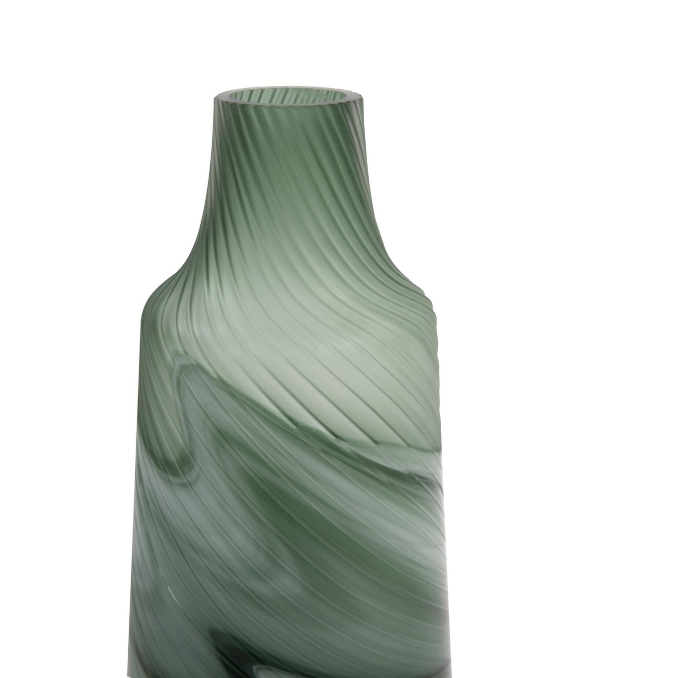 Vaso decorativo contemporaneo in vetro verde satinato Allan Andrews