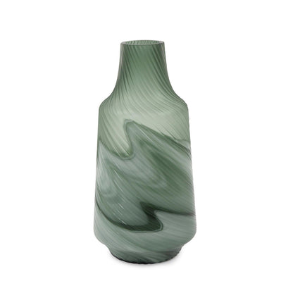 Vaso decorativo contemporaneo in vetro verde satinato Allan Andrews