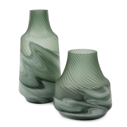 Vaso decorativo contemporaneo in vetro verde satinato Allan Andrews