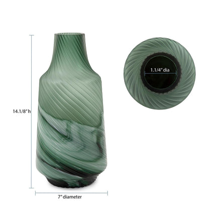 Vaso decorativo contemporaneo in vetro verde satinato Allan Andrews