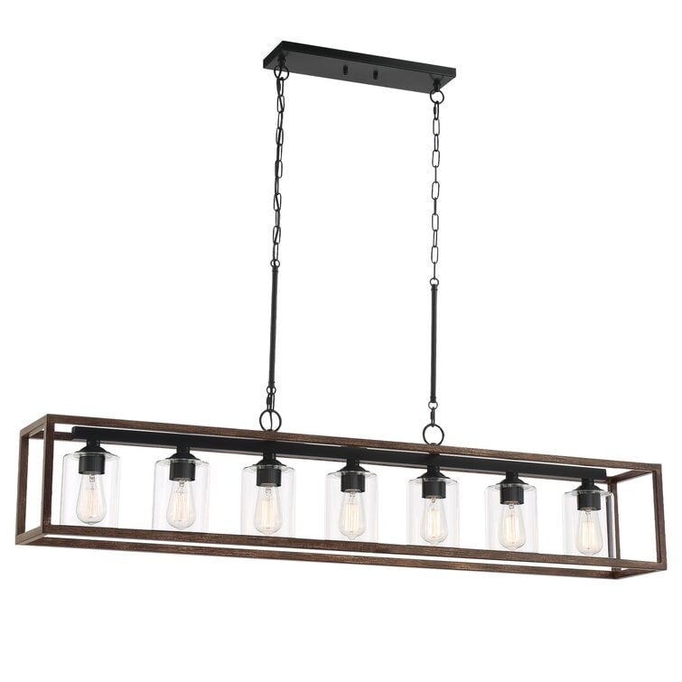 Lampadario lineare rettangolare da cucina Allegray da 52 pollici, 7 luci, stile fattoria