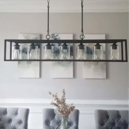Lampadario lineare rettangolare da cucina Allegray da 52 pollici, 7 luci, stile fattoria