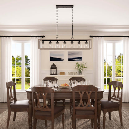 Lampadario lineare rettangolare da cucina Allegray da 52 pollici, 7 luci, stile fattoria