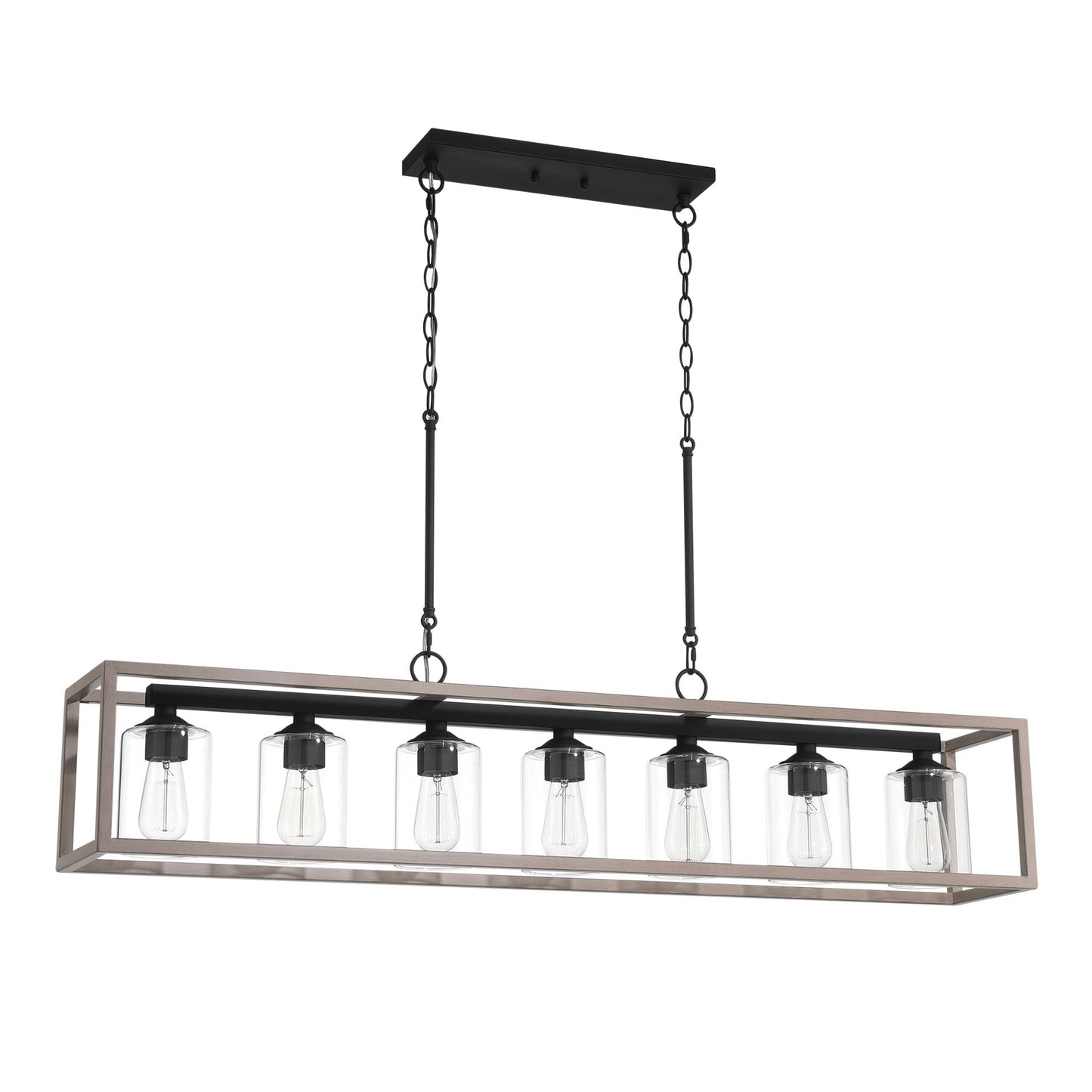 Lampadario lineare rettangolare da cucina Allegray da 52 pollici, 7 luci, stile fattoria