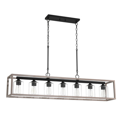 Lampadario lineare rettangolare da cucina Allegray da 52 pollici, 7 luci, stile fattoria