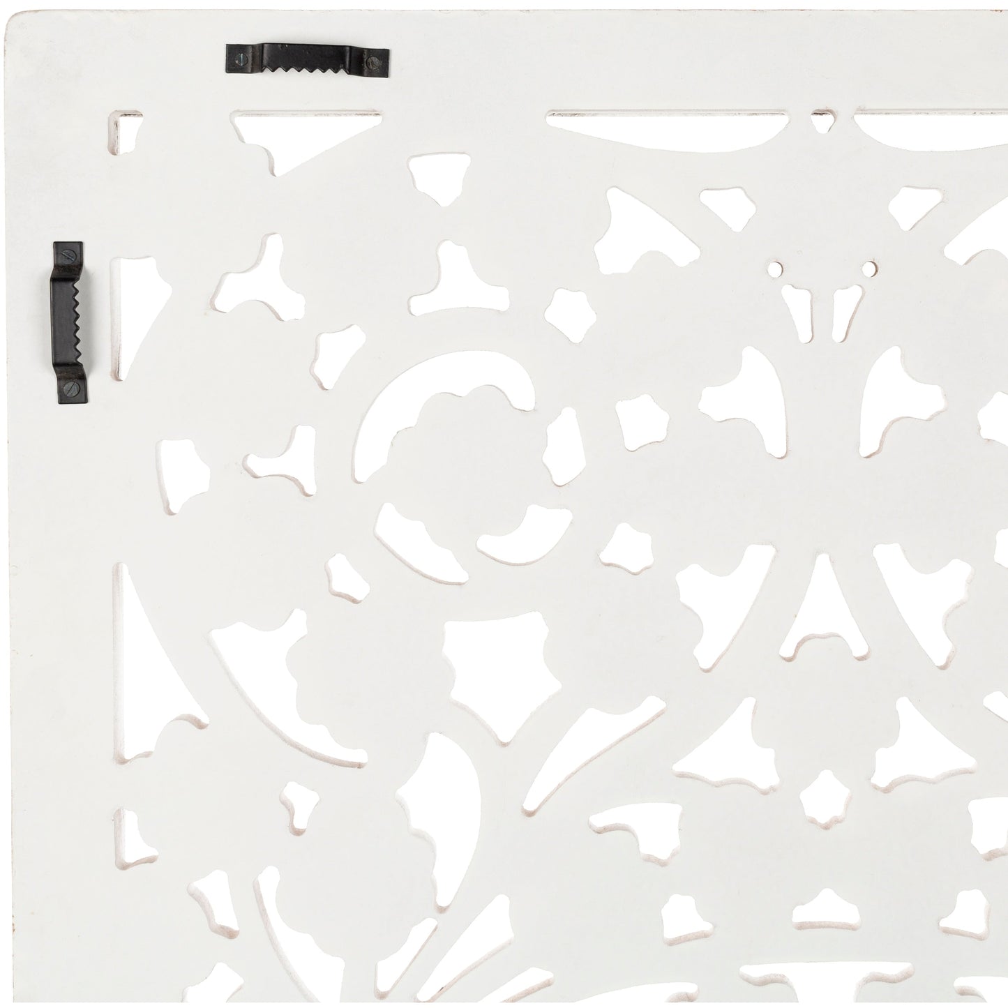 Pannello da parete Allen White Washed intagliato a mano da 48x28 pollici con intarsio a specchio