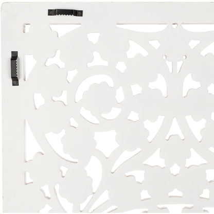 Pannello da parete Allen White Washed intagliato a mano da 48x28 pollici con intarsio a specchio