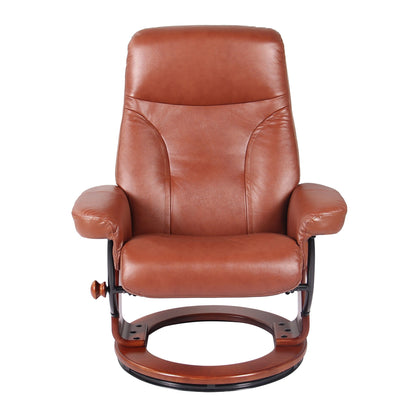 Poltrona reclinabile e pouf in vera pelle Almond