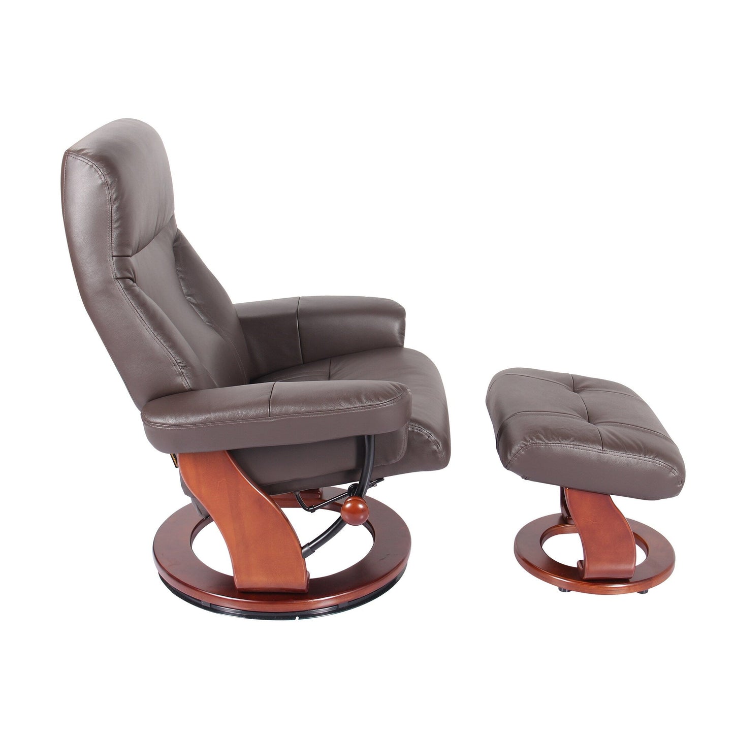 Poltrona reclinabile e pouf in vera pelle Almond