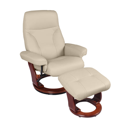 Poltrona reclinabile e pouf in vera pelle Almond