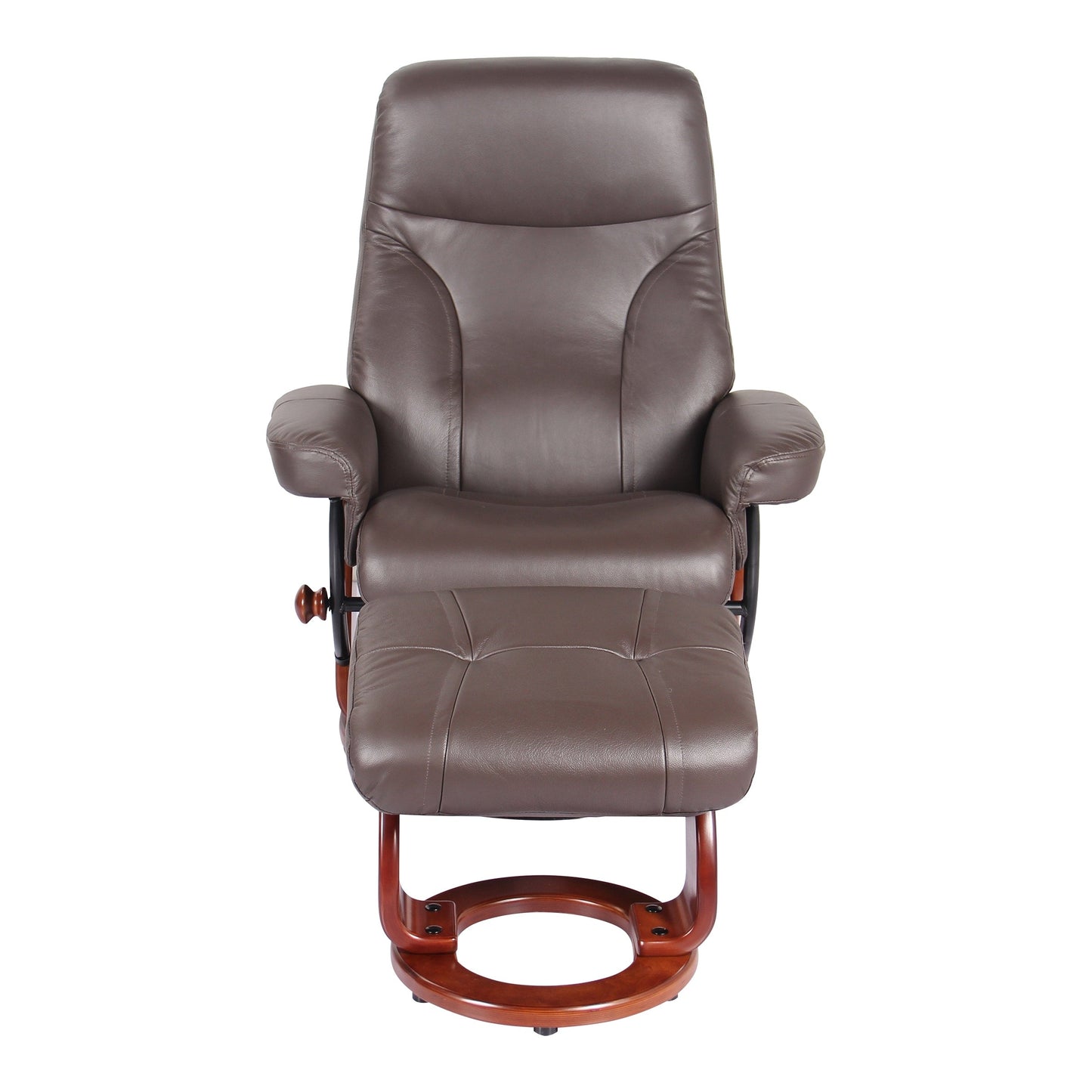 Poltrona reclinabile e pouf in vera pelle Almond