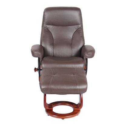 Poltrona reclinabile e pouf in vera pelle Almond