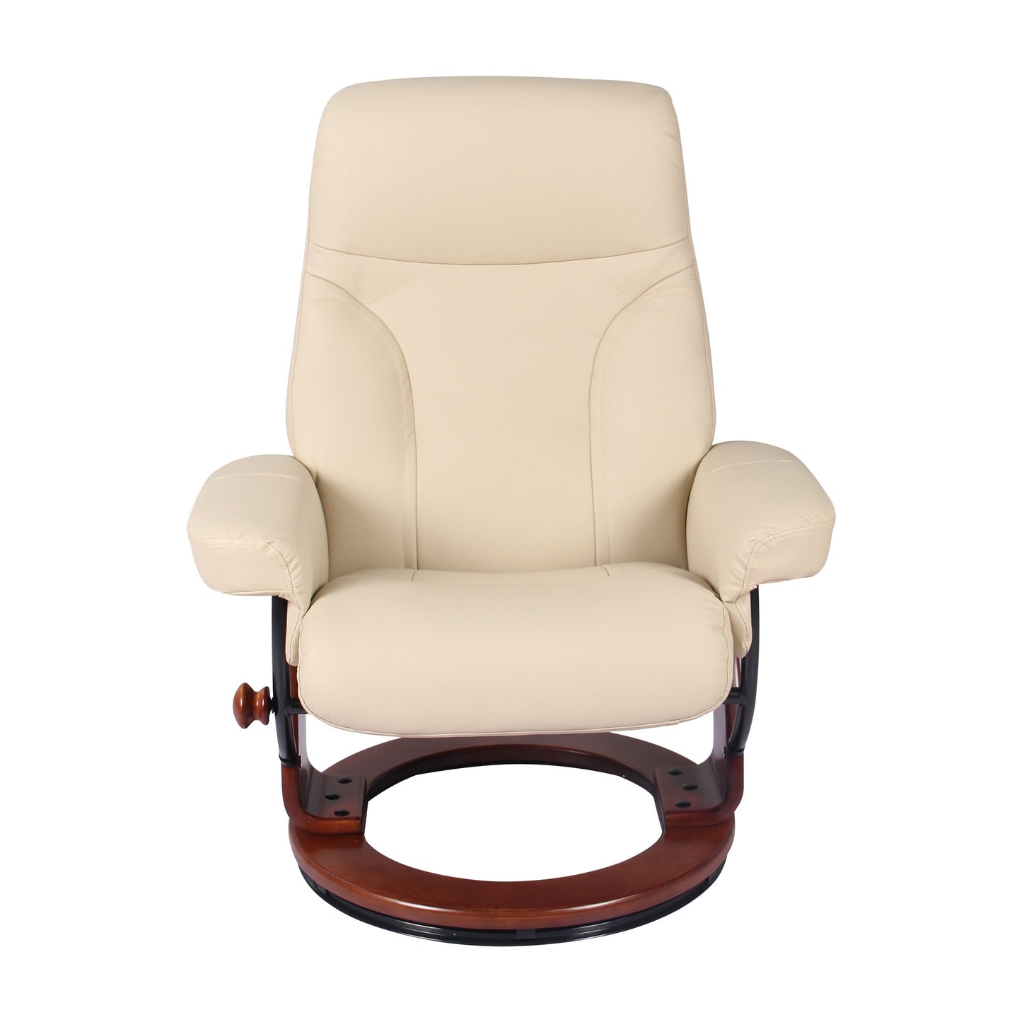 Poltrona reclinabile e pouf in vera pelle Almond