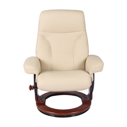 Poltrona reclinabile e pouf in vera pelle Almond
