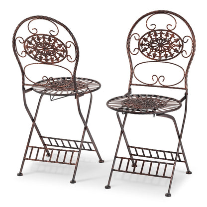 Alpine Corporation Set da bistrot ovale da interno/esterno, 3 pezzi, tavolo pieghevole e sedie, posti a sedere per patio, bronzo