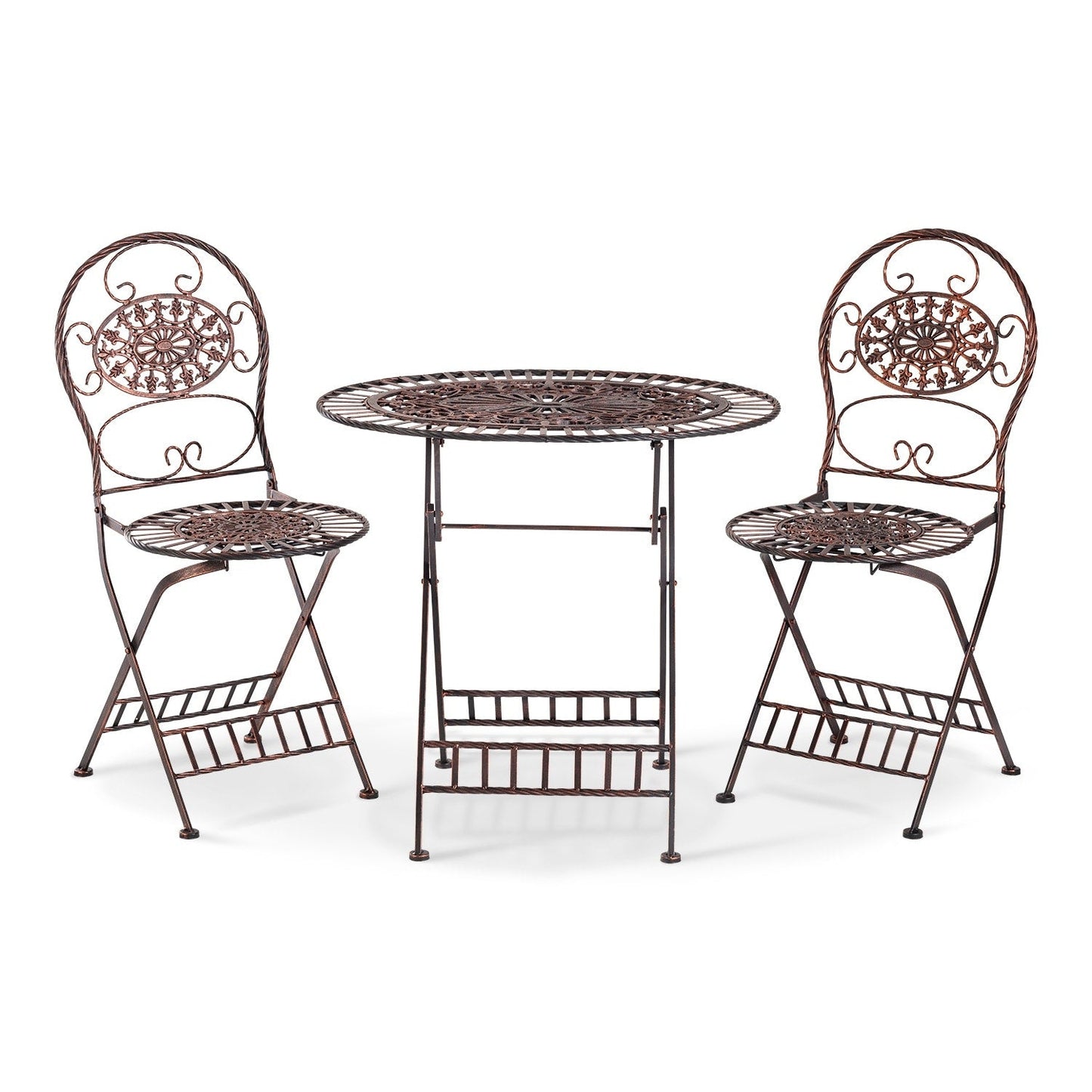 Alpine Corporation Set da bistrot ovale da interno/esterno, 3 pezzi, tavolo pieghevole e sedie, posti a sedere per patio, bronzo