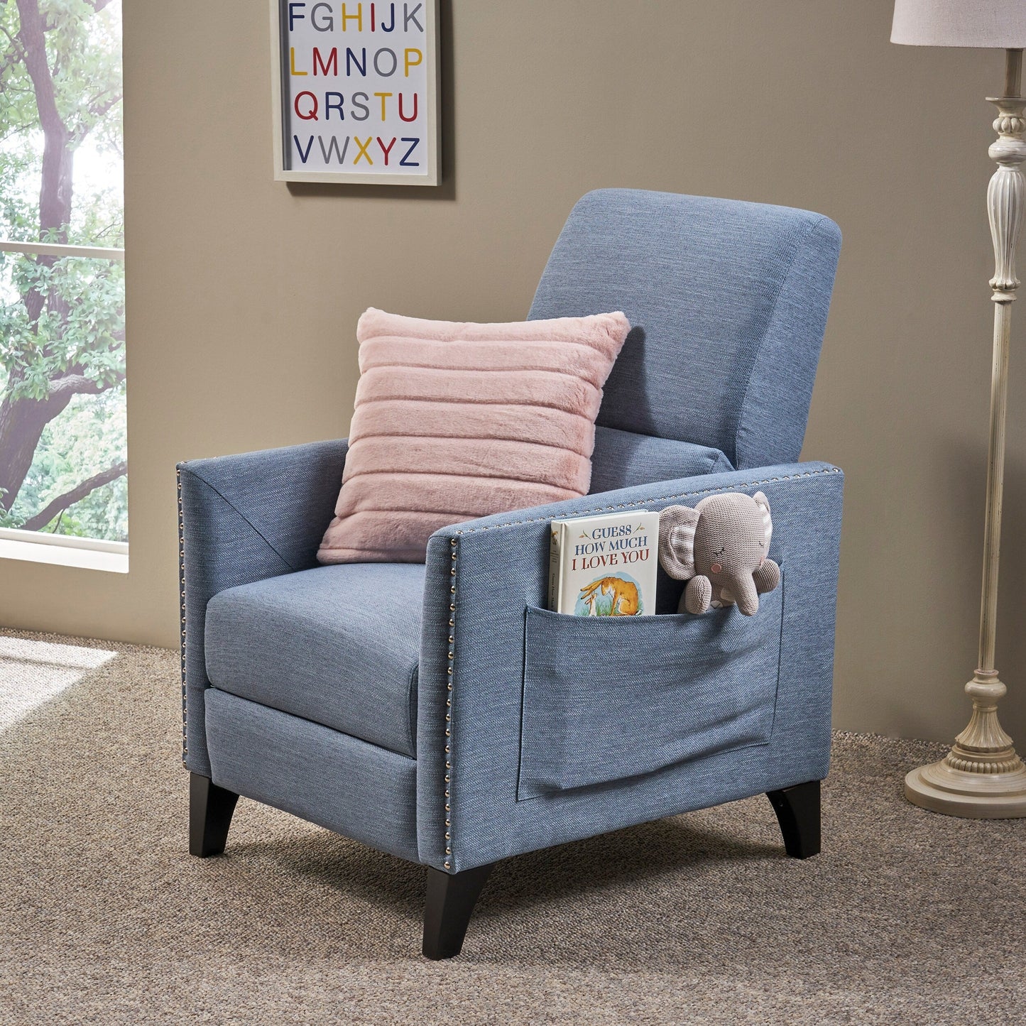 Poltrona reclinabile contemporanea in tessuto Alscot Push Back di Christopher Knight Home