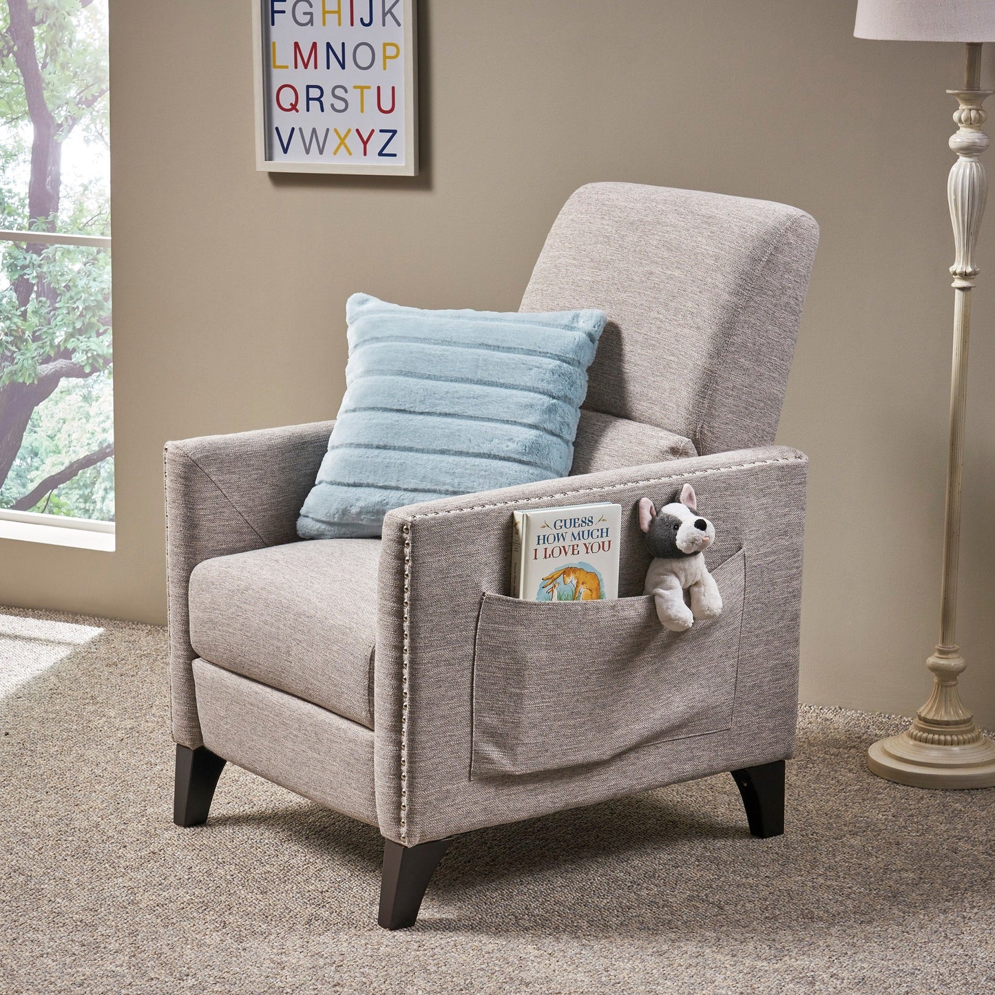 Poltrona reclinabile contemporanea in tessuto Alscot Push Back di Christopher Knight Home