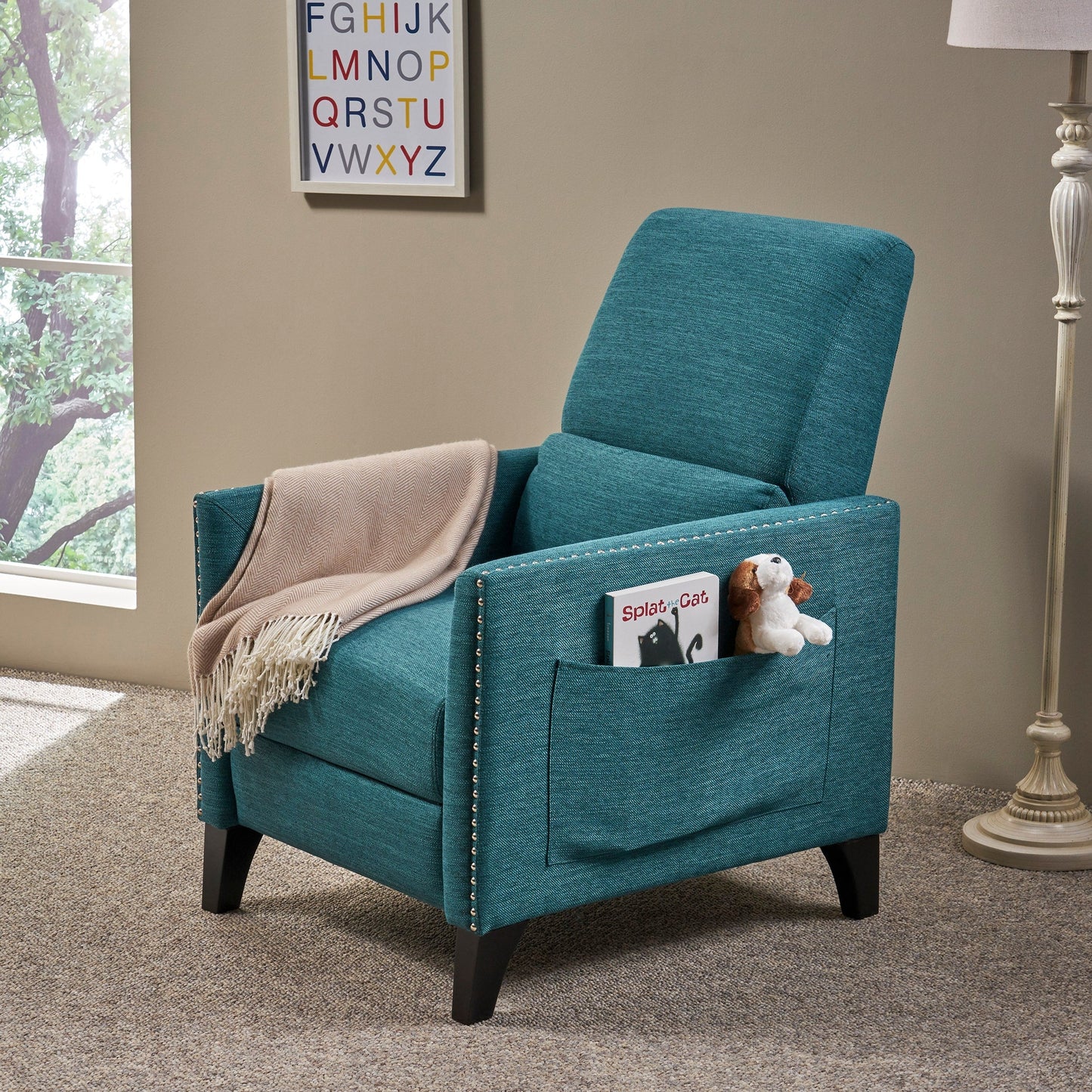 Poltrona reclinabile contemporanea in tessuto Alscot Push Back di Christopher Knight Home