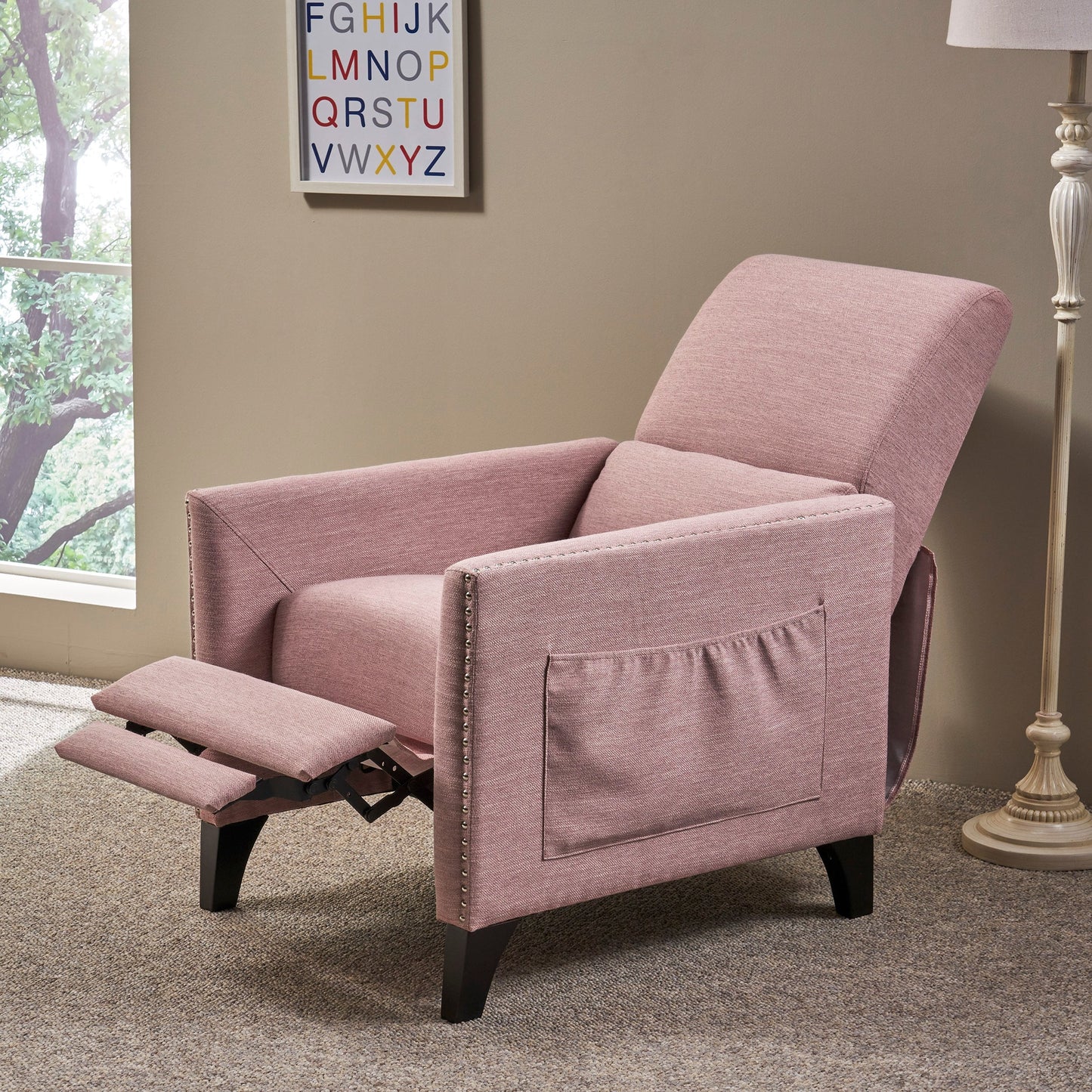 Poltrona reclinabile contemporanea in tessuto Alscot Push Back di Christopher Knight Home