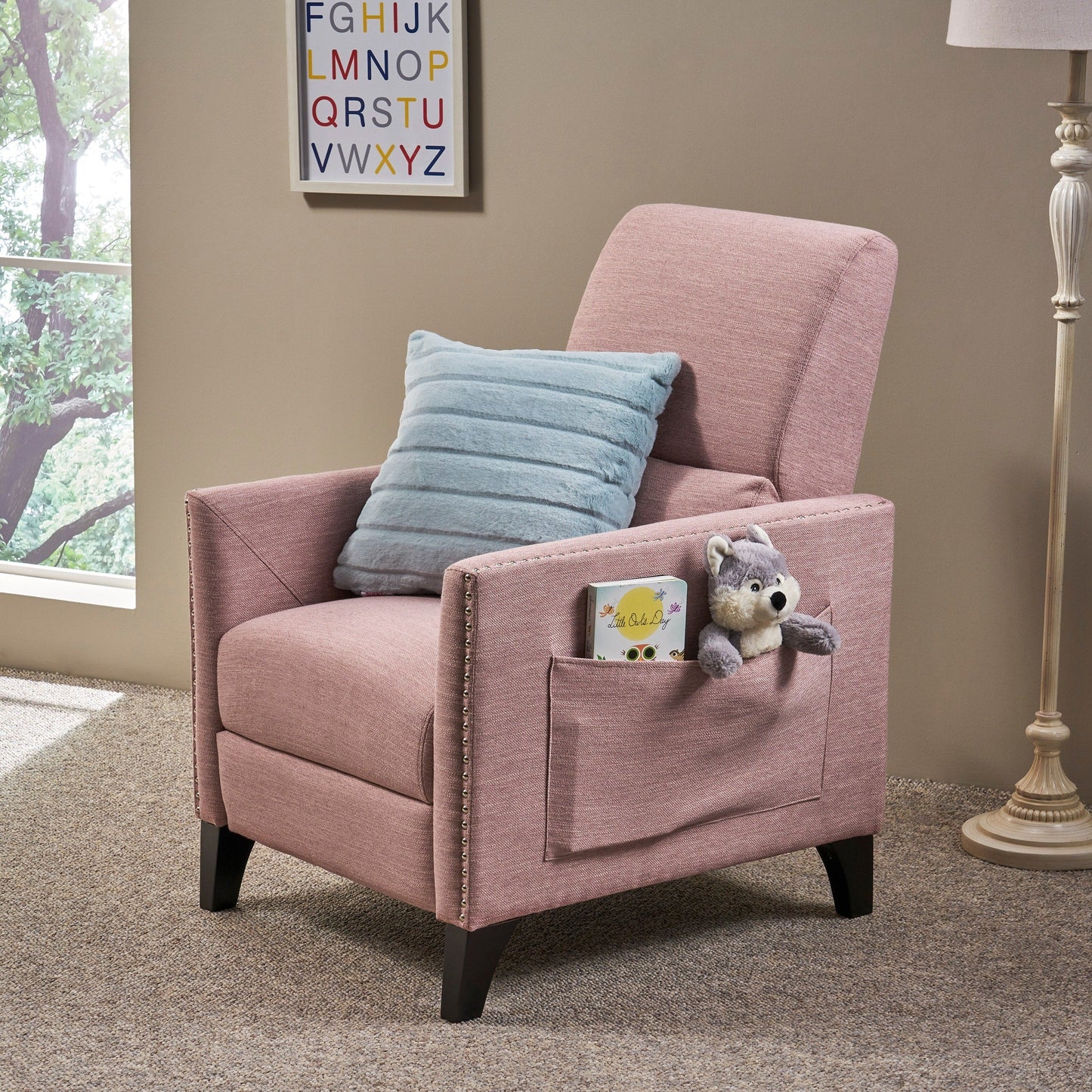 Poltrona reclinabile contemporanea in tessuto Alscot Push Back di Christopher Knight Home