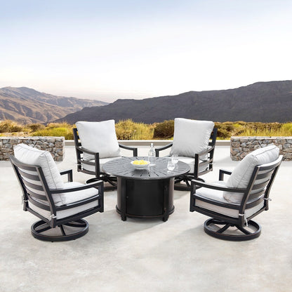 Set da tavolo per fuoco in alluminio da 44 pollici con quattro bracci girevoli e accessori