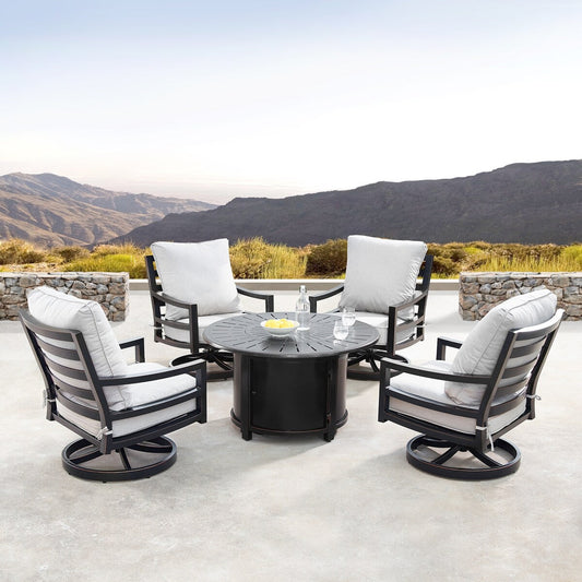Set da tavolo per fuoco in alluminio da 44 pollici con quattro bracci girevoli e accessori