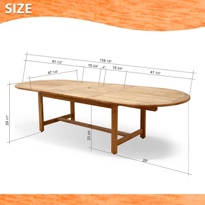 Amazonia Chiesa Set da pranzo per esterno estensibile da 11 pezzi in teak certificato FSC - 11 pezzi