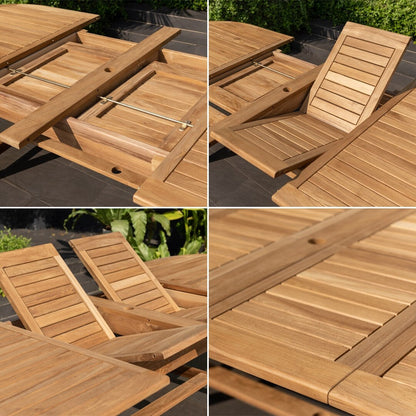 Amazonia Chiesa Set da pranzo per esterno estensibile da 11 pezzi in teak certificato FSC - 11 pezzi