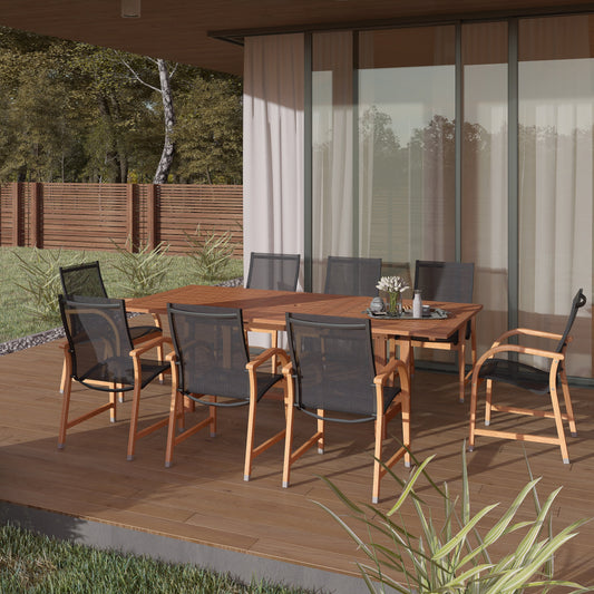 Set da pranzo per esterni Amazonia Cosmopolitan da 9 pezzi in legno FSC