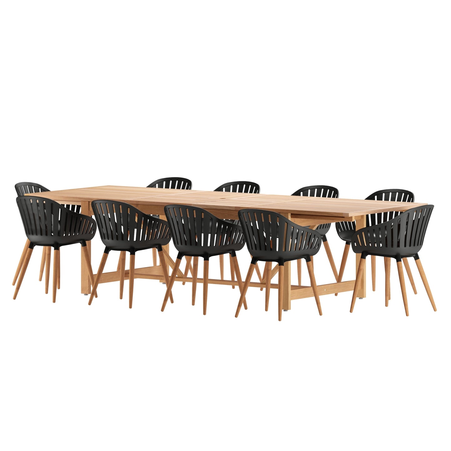 Set da pranzo per esterni da 11 pezzi in legno certificato FSC Amazonia Myers