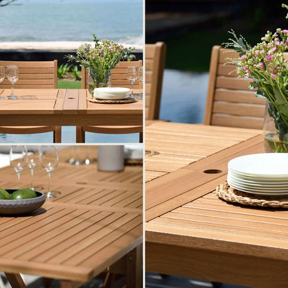 Set da pranzo per esterni da 11 pezzi in legno certificato FSC Amazonia Myers