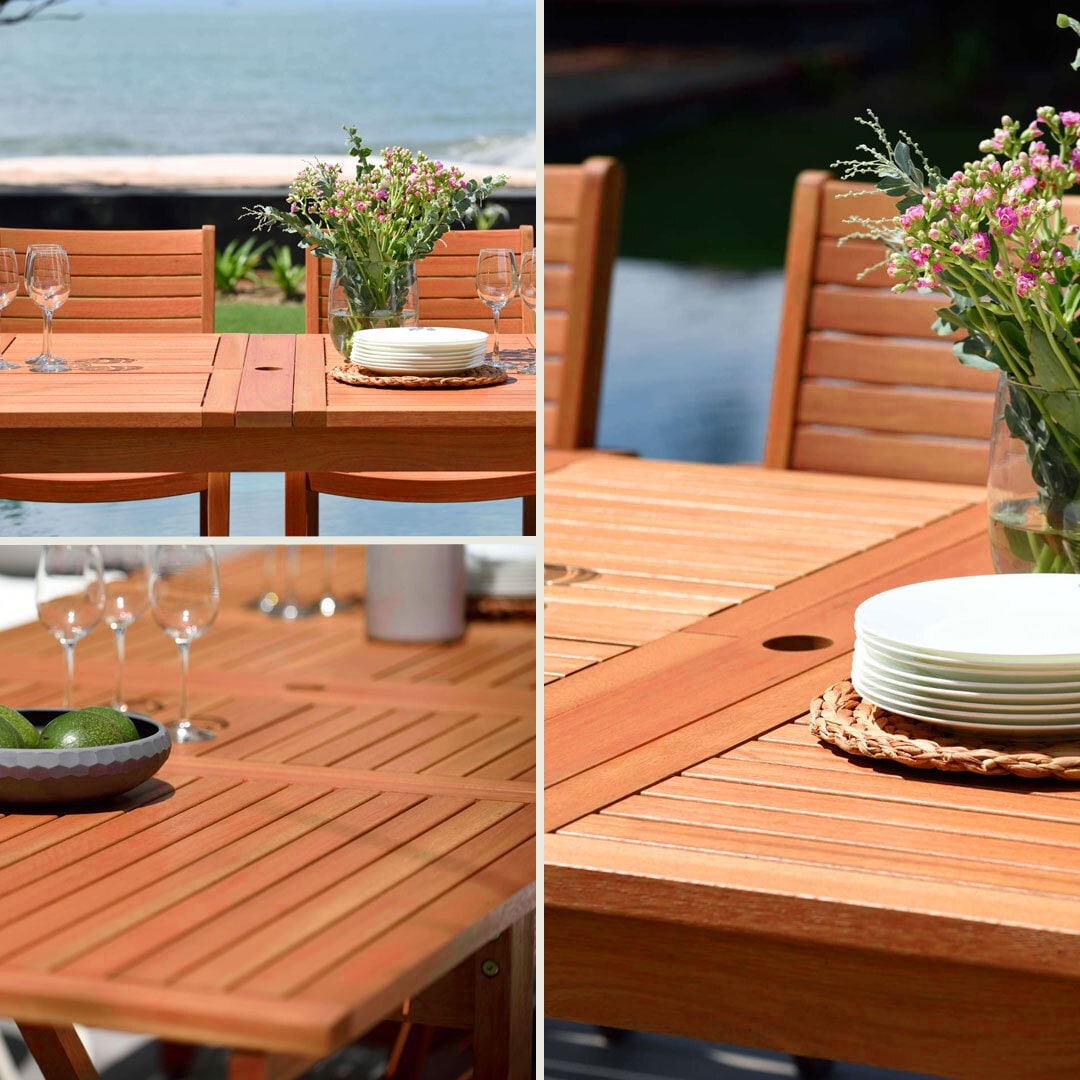 Set da pranzo per esterni da 11 pezzi in legno certificato FSC Amazonia Myers