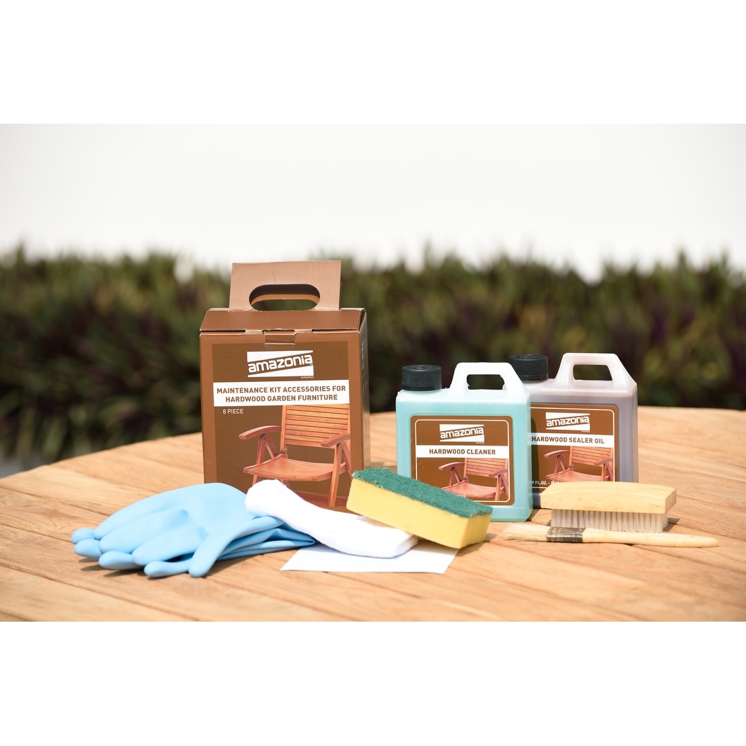 Set da pranzo estensibile per patio esterno in legno certificato FSC Amazonia Nadia